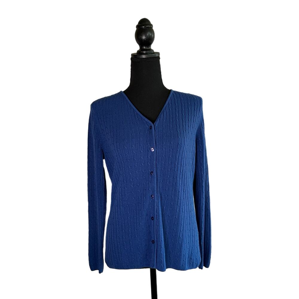 C22 Susan Graver Women’s Blue Button Up Sweater Cardigan, Medium